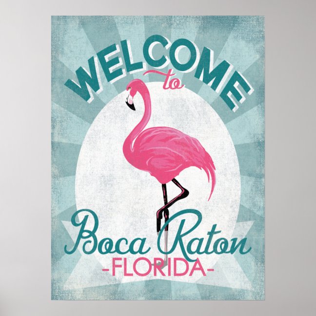 Boca Raton Florida Poster - Pink Flamingo - Nifty Printables