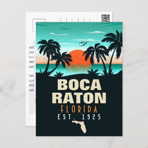 Boca Raton Florida Retro Sunset Beach Souvenirs Postcard