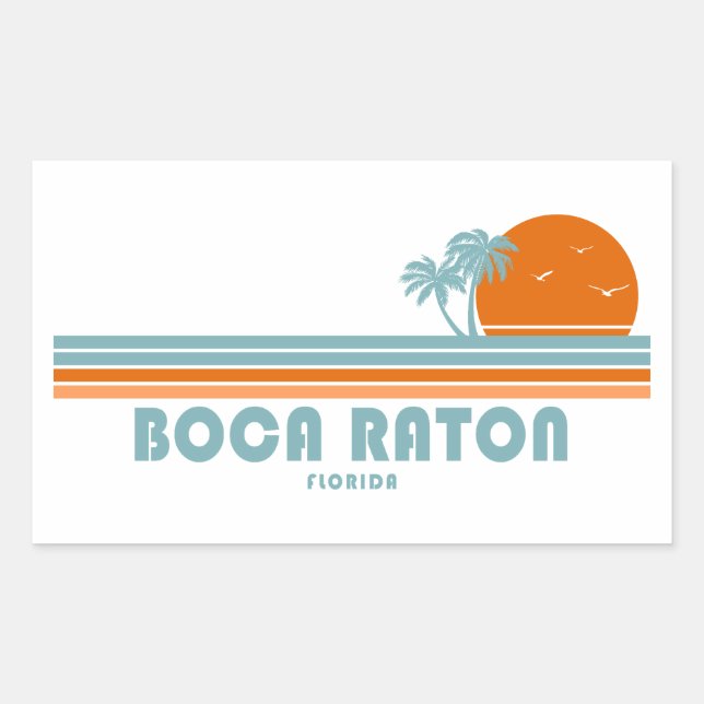 Boca Raton Florida Sun Palm Trees Rectangular Sticker (Front)