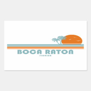 Boca Raton Florida Sun Palm Trees Rectangular Sticker