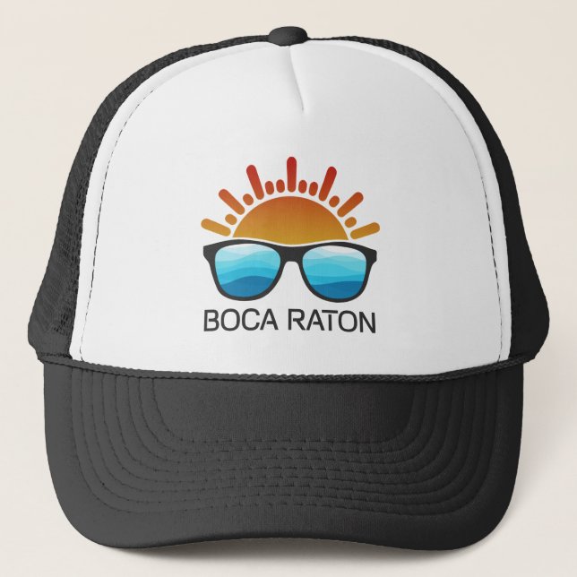 Boca Raton Florida Sunglasses Trucker Hat (Front)