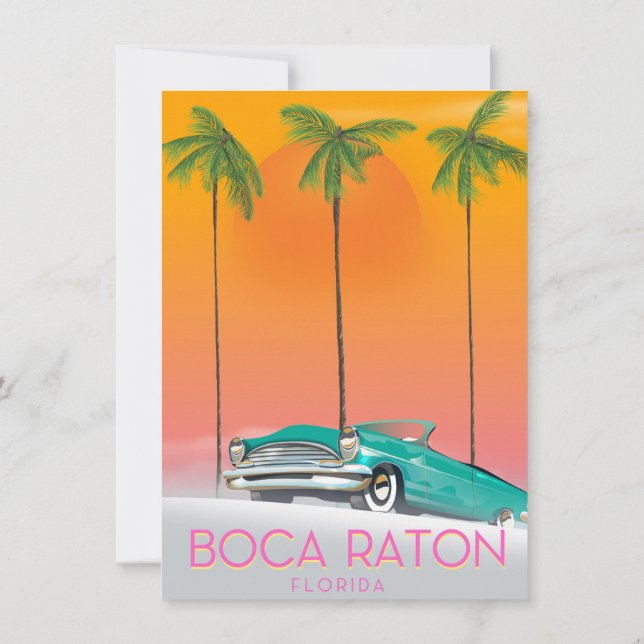 Boca Raton Florida travel poster. Invitation (Back)