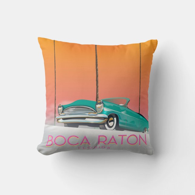 Boca Raton Florida travel poster. Throw Pillow (Front)