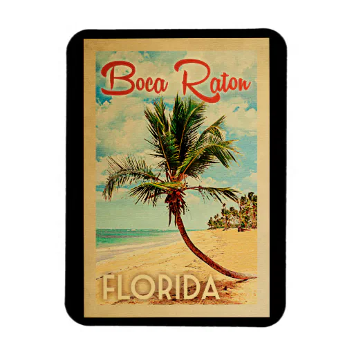 Boca Raton Magnet Florida Palm Tree Beach Vintage
