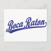 Chicago script logo in blue postcard