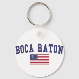 Boca Raton US Flag Keychain