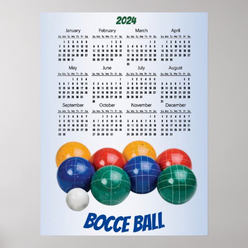 Bocce Ball 2024 Calendar Poster