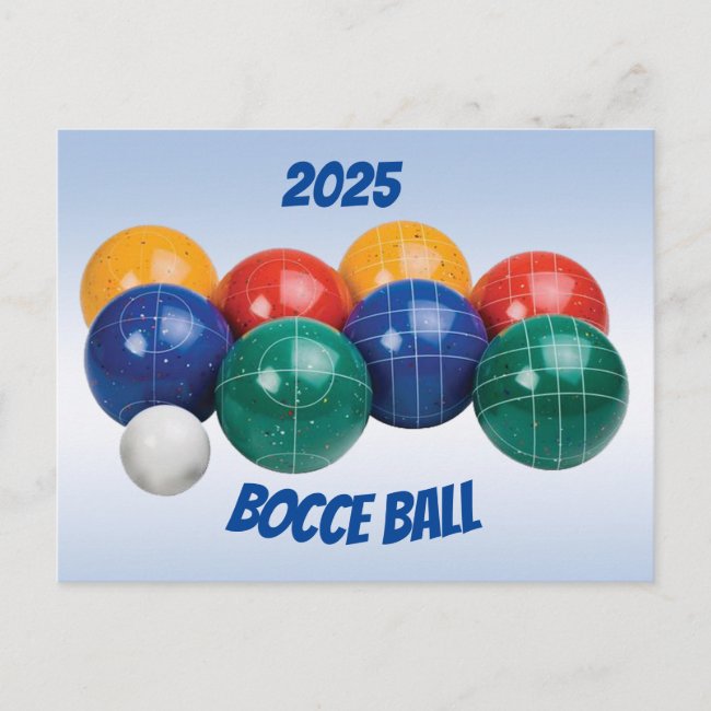 Bocce Ball 2025 Calendar on Back Postcard