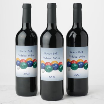Bocce Ball Blue Wine Label by Bebops at Zazzle