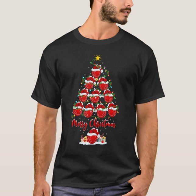 Bocce Ball Christmas Tree Lights  Bocce Xmas T-Shirt (Front)