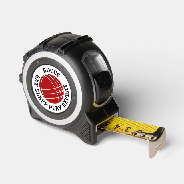 Bocce ball Eat Sleep Play Repeat tape measure (Angle)