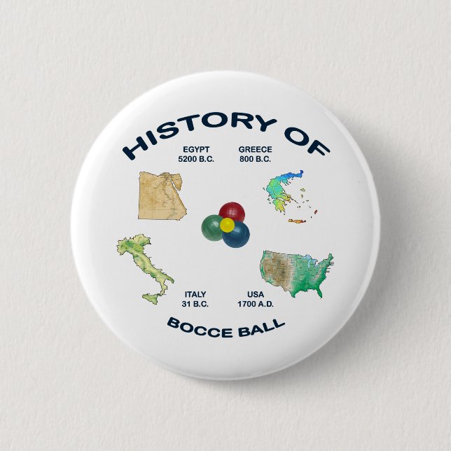 Bocce Ball History Pinback Button (Front)