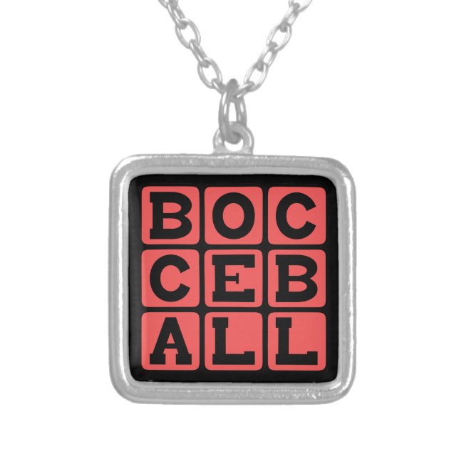 Bocce Ball, Lawn Game Silver Plated Necklace (Front)