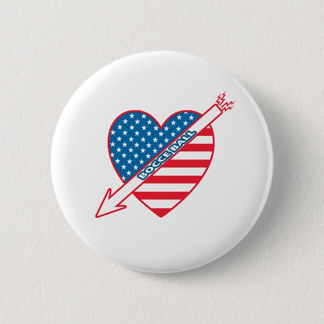 Bocce Ball Patriot Heart Button (Front)