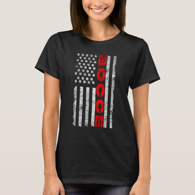 Bocce Ball Player USA Flag Patriotic 1 T-Shirt (Front)