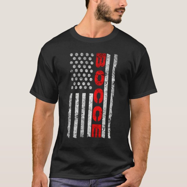 Bocce Ball Player USA Flag Patriotic 1 T-Shirt (Front)