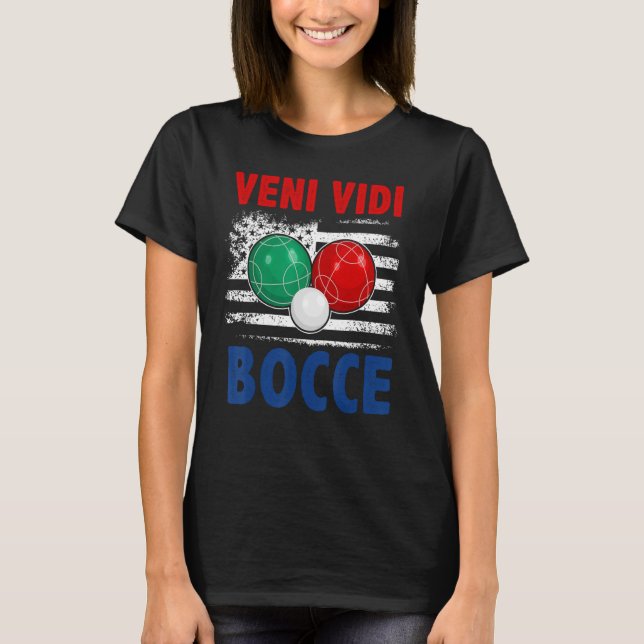 Bocce Ball Player USA Flag Patriotic 4 T-Shirt (Front)