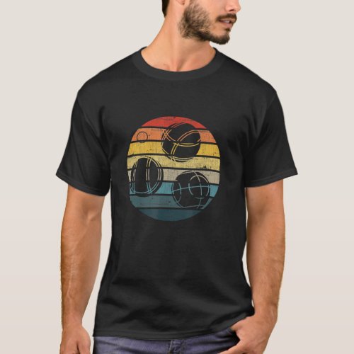 Bocce Ball Silhouette On A Distressed Retro Sunset T_Shirt