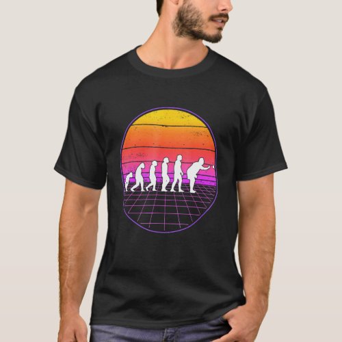 Boccia Evolution Vaporwave 70s Boule Petanque Bocc T_Shirt