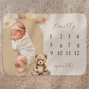 Bocho Cute Arch Bear Clouds Photo Baby Blanket