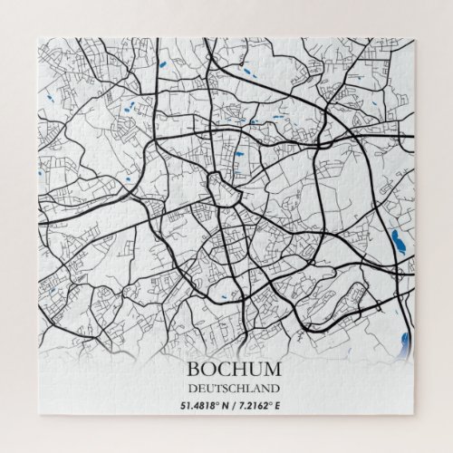 Bochum Deutschland City Map Travel Simple Minimal Jigsaw Puzzle