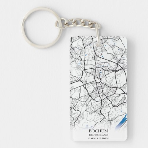 Bochum Deutschland City Map Travel Simple Minimal Keychain