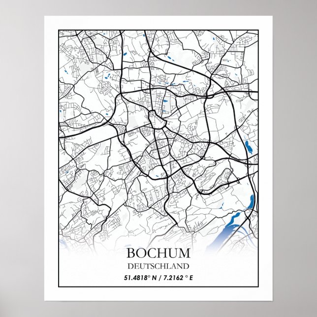Bochum Germany City Map Travel Simple Minimal Poster (Front)