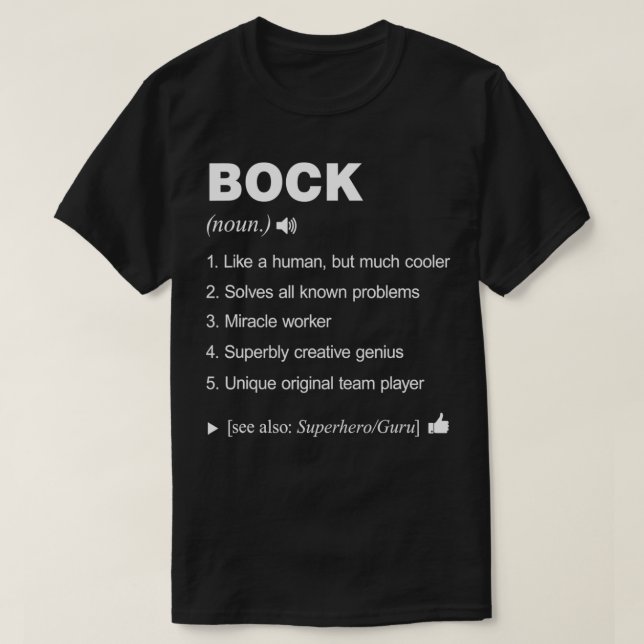 Bock Name Definition Meaning Family Funny  T-Shirt (Design Front)