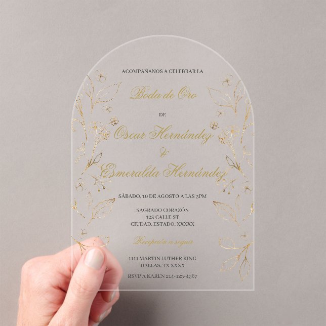 Boda de oro editable acrylic invitations (Insitu (Handheld))
