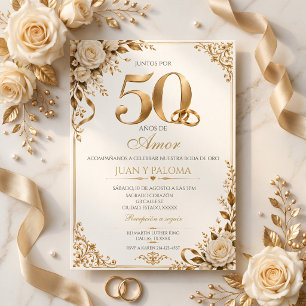 Boda de oro elegante 50 aniversario invitation