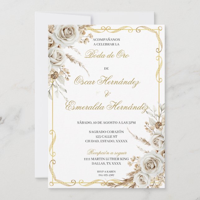 Boda de oro elegante editable invitation (Front)