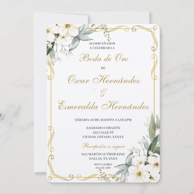 Boda de oro elegante editable invitation (Front)