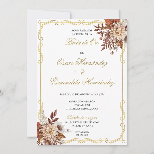 Boda de oro elegante editable invitation (Front)