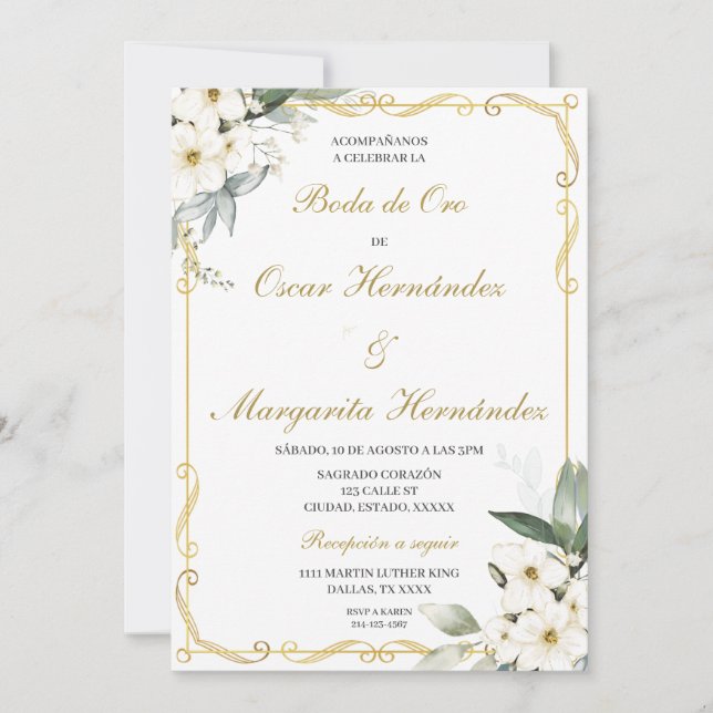 Boda de oro elegante editable invitation (Front)