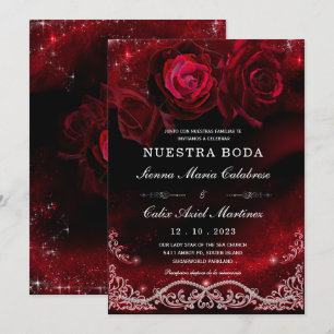 Boda en Negro, Rojo y Blanco Invitation