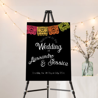 Boda Papel Picado Mexico Talavera Folk Art Welcome Foam Board