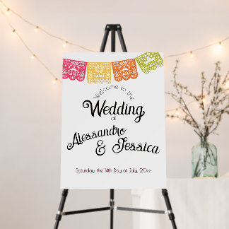 Boda Papel Picado Mexico Talavera Folk Art Welcome Foam Board