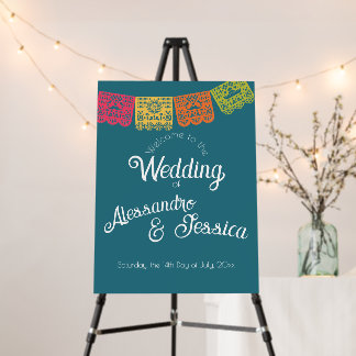 Boda Papel Picado Mexico Talavera Folk Art Welcome Foam Board
