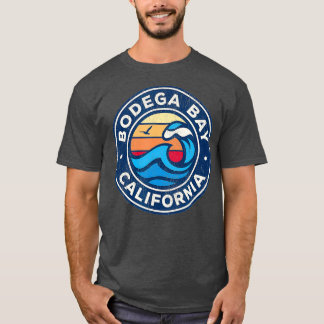 Bodega Bay California CA Vintage Nautical Waves T-Shirt