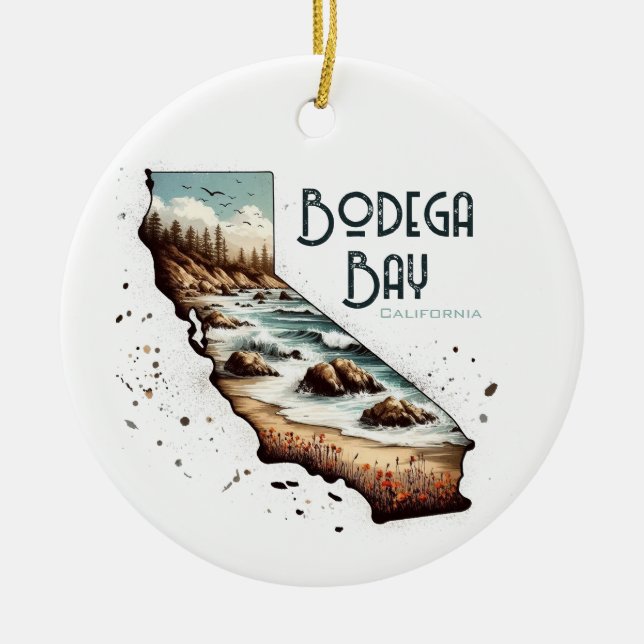 Bodega Bay California Souvenir Gift Ceramic Ornament (Front)