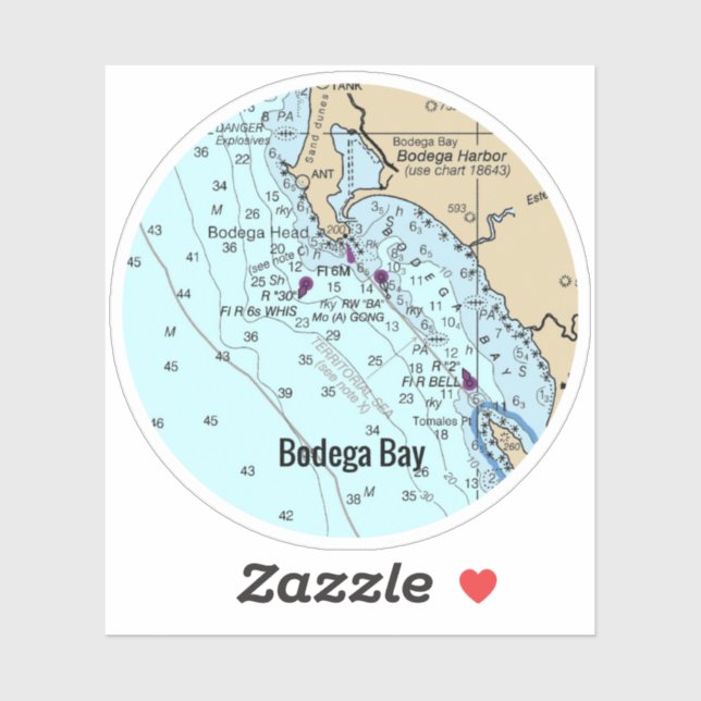 Bodega Bay Nautical Chart Sticker (Sheet)