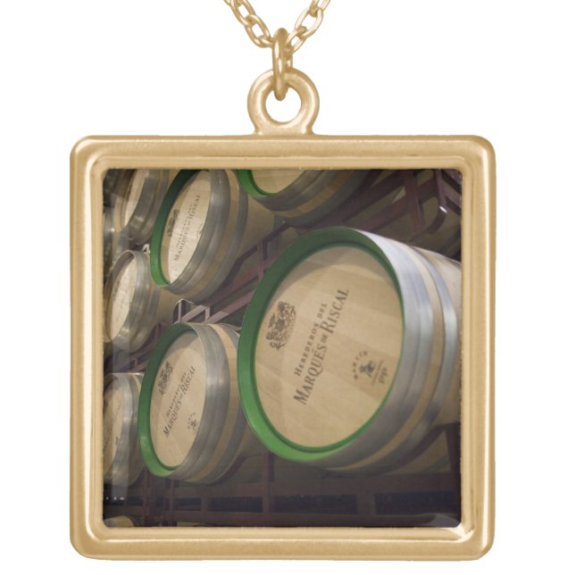 Bodega Marques de Riscal winery, wine cellar Gold Plated Necklace (Front)