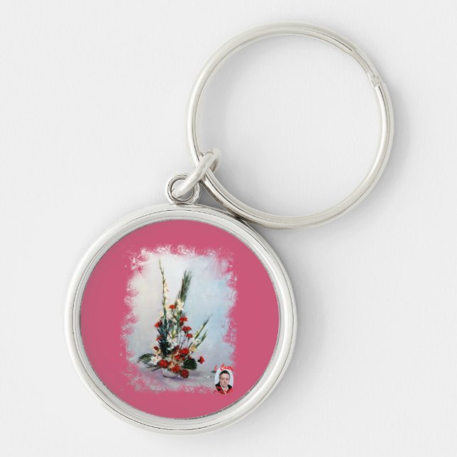 Bodegón de flores/Still life of flowers Keychain (Front)