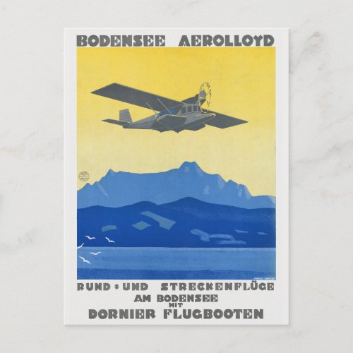 Bodensee Aerolloyd Vintage Poster 1925 Postcard