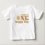 BODHI Boho Sun Brother of One Happy Dude Baby T-Shirt<br><div class="desc">Calling all free spirits! Join us as we celebrate 'One Happy Boy' and his bohemian sun first birthday with our groovy baby t shirt. Bursting with earthy colors and retro fonts, this outfit sets the stage for an unforgettable celebration. Get ready for a day of sunshine, smiles, and good vibes....</div>
