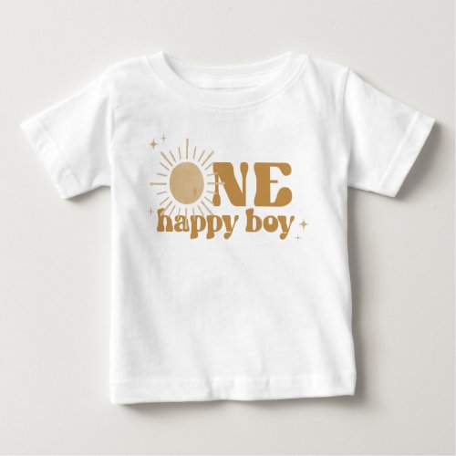 BODHI Boho Sun One Happy Boy 1st Birthday Baby T_Shirt