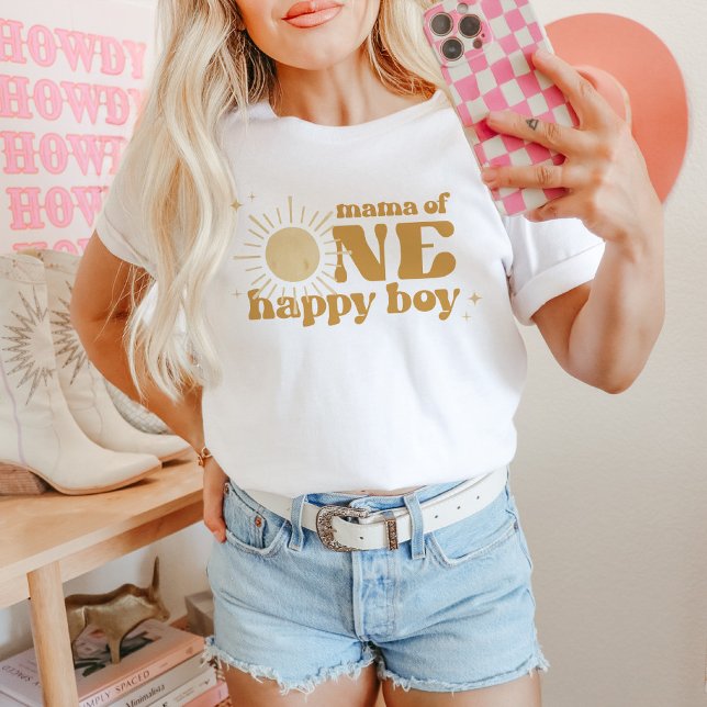 BODHI Boho Sun Retro One Happy Dude Mama T-Shirt (Creator Uploaded)