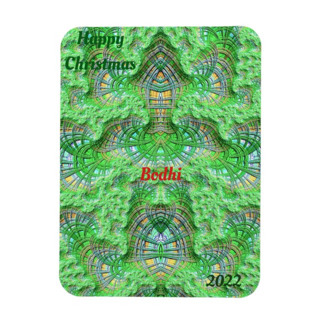 BODHI ~CHRISTMAS card Bright! ~ Red Green Yellow ~ Magnet (Vertical)