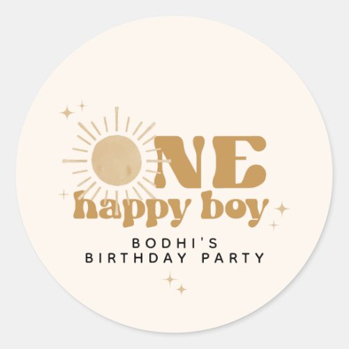 BODHI One Happy Boy First Trip Around Sun Birthday Classic Round Sticker
