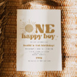BODHI One Happy Boy First Trip Around Sun Birthday Invitation<br><div class="desc">Calling all free spirits! Join us as we celebrate 'One Happy Boy' and his bohemian sun first birthday with our groovy invitation. Bursting with vibrant colors and retro fonts, this invite sets the stage for an unforgettable celebration. Get ready for a day of sunshine, smiles, and good vibes. This one...</div>